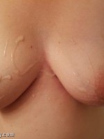 wifes tits covered in cum